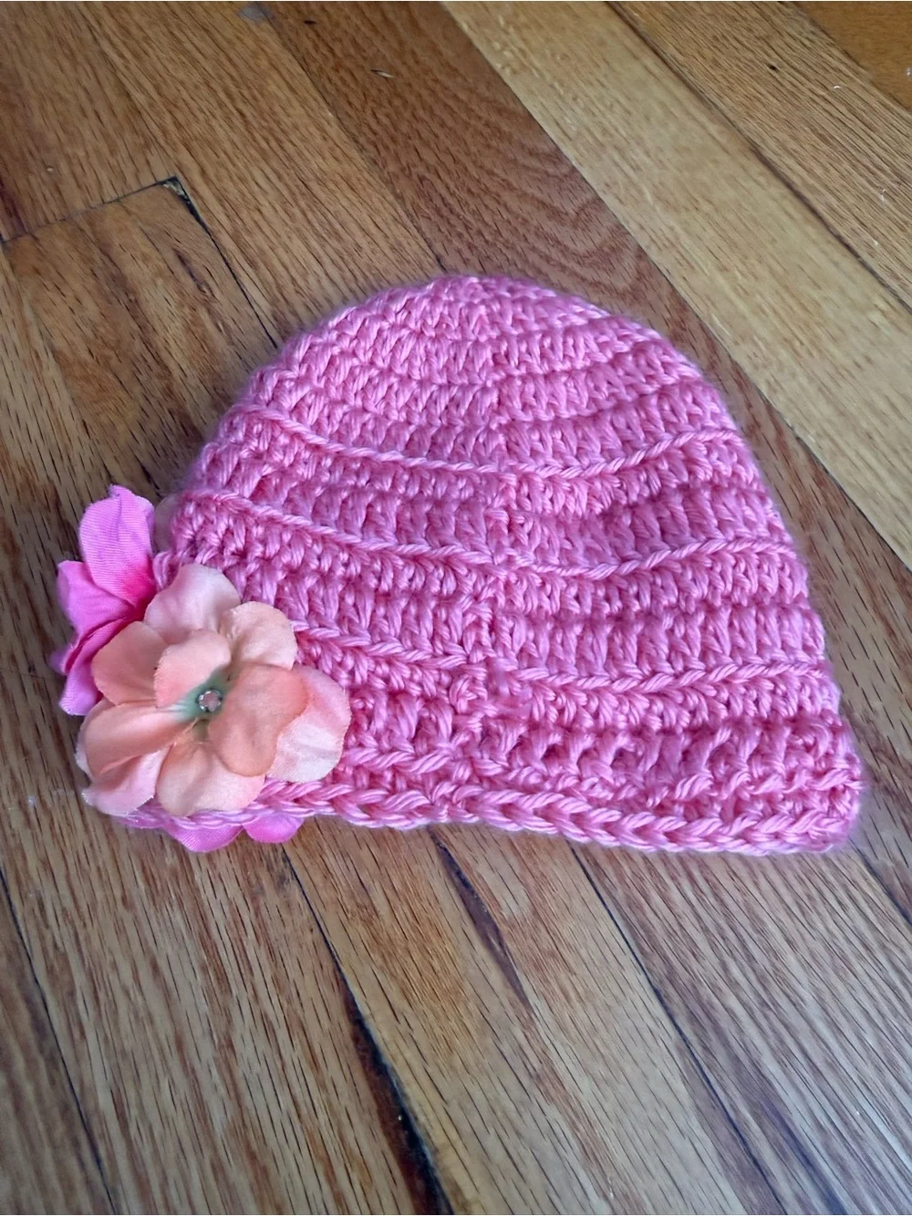 Pink Floral Crochet Baby Beanie - Kids Accessories